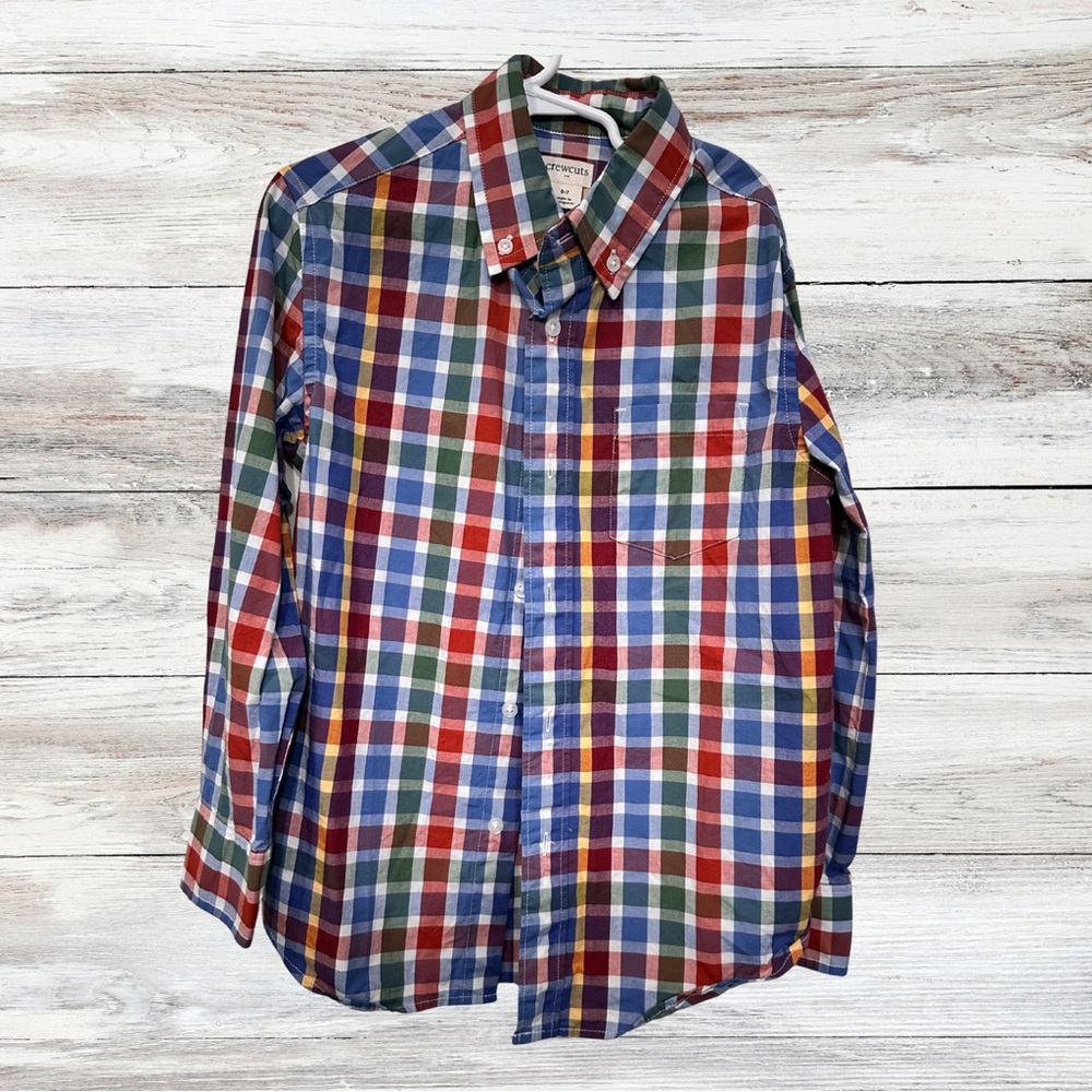 Crewcuts by J.Crew Boys Plaid Button Down Shirt 6-7 Re-Imagined Long Sleeve EUC